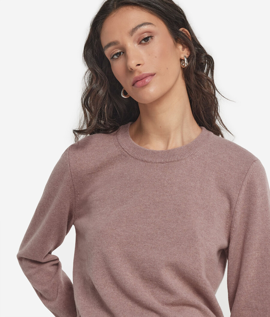 maglione girocollo in cashmere ultra morbido a maniche lunghe