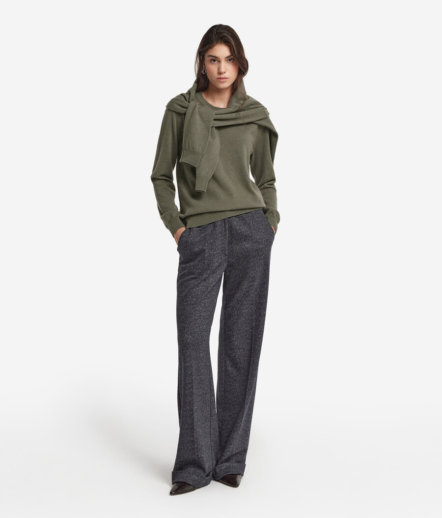 maglione girocollo in cashmere ultra morbido a maniche lunghe