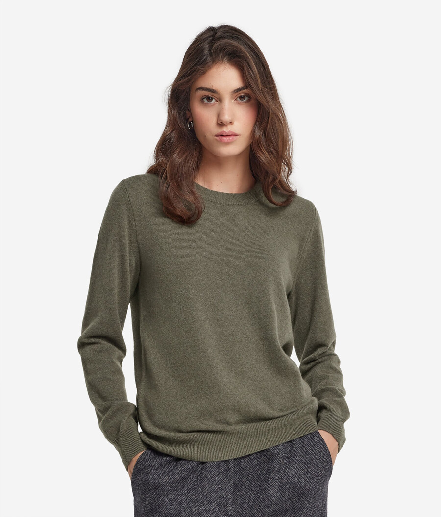 maglione girocollo in cashmere ultra morbido a maniche lunghe