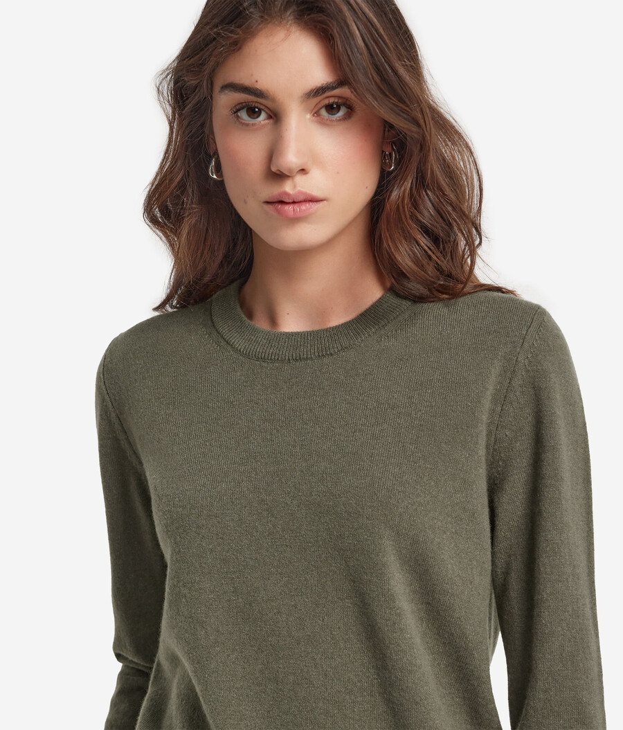 maglione girocollo in cashmere ultra morbido a maniche lunghe