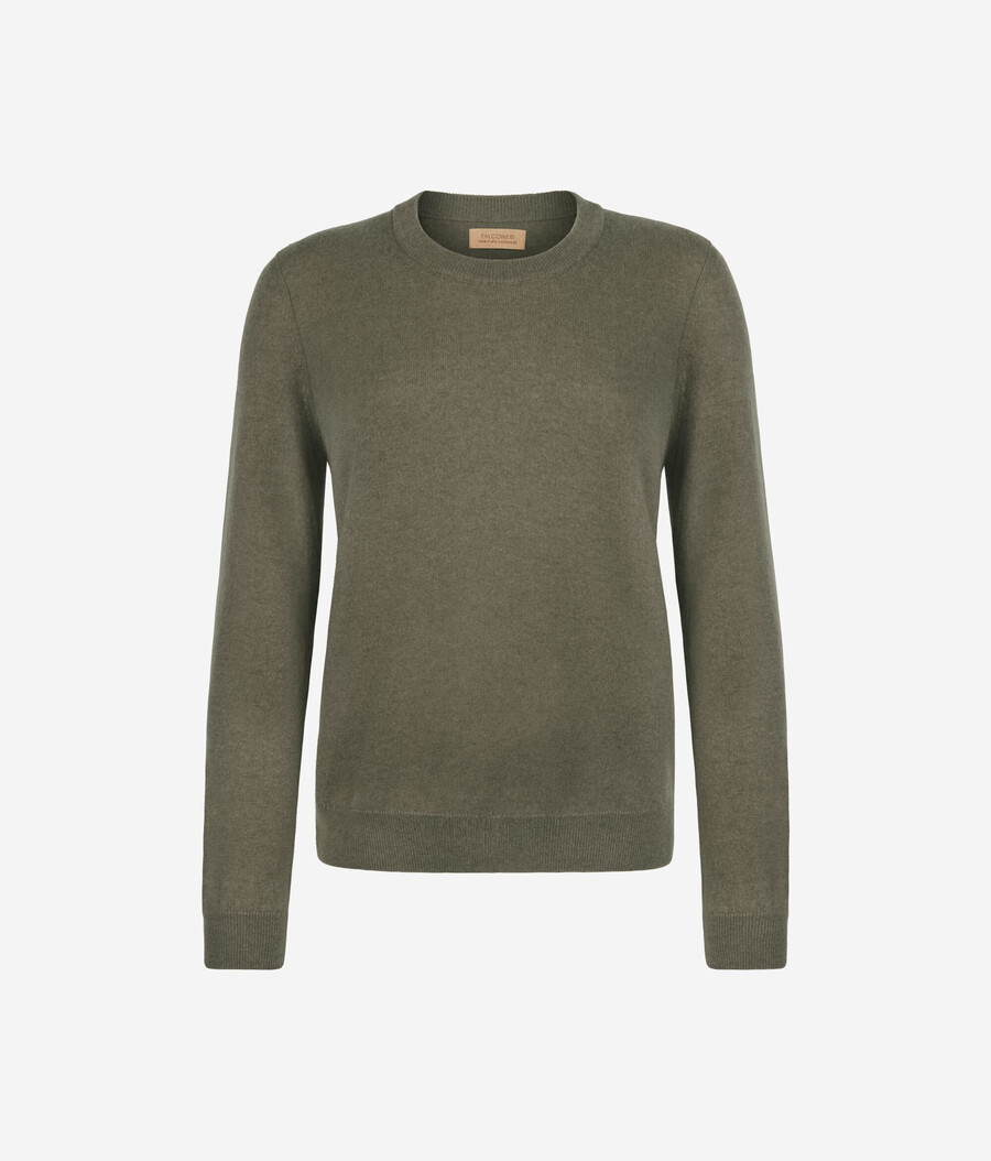 maglione girocollo in cashmere ultra morbido a maniche lunghe