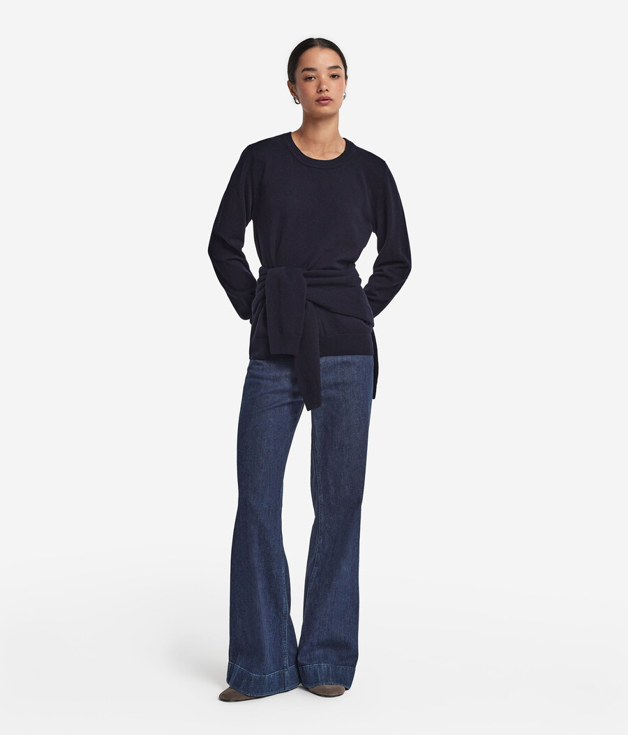 maglione girocollo in cashmere ultra morbido a maniche lunghe
