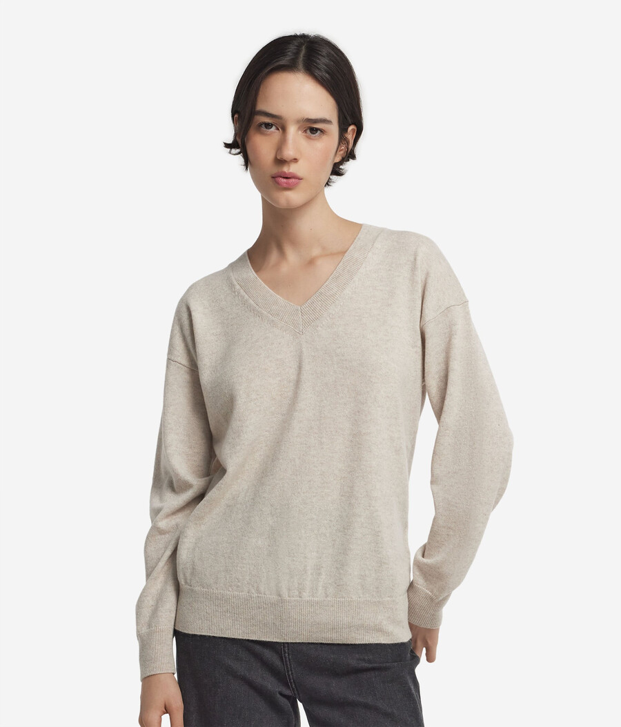 maglione con scollo a v in cashmere ultra morbido