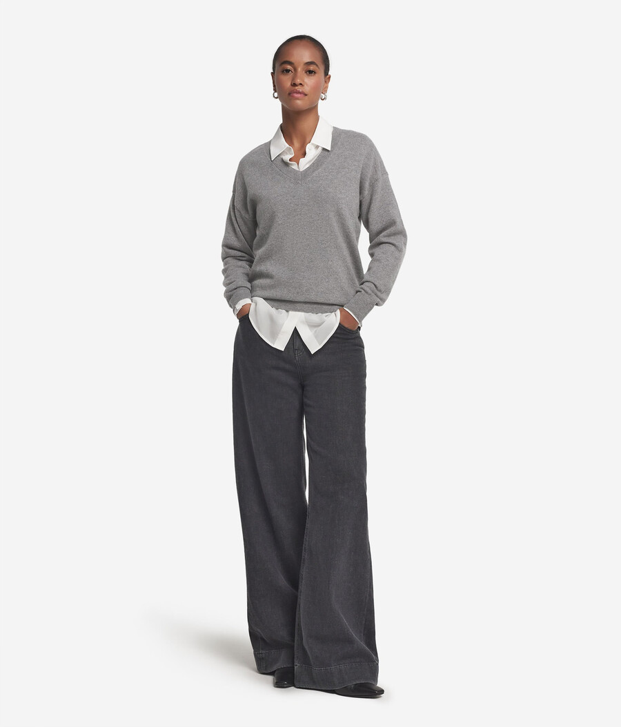 maglione con scollo a v in cashmere ultra morbido