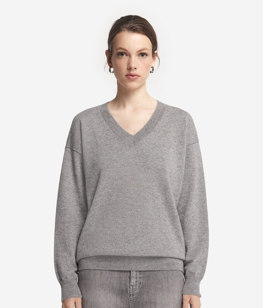 maglione con scollo a v in cashmere ultra morbido