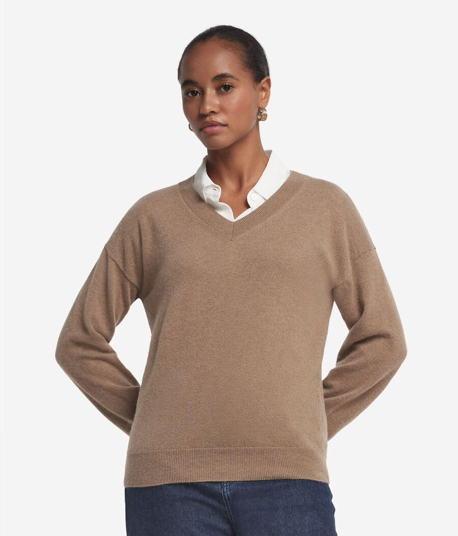 maglione con scollo a v in cashmere ultra morbido