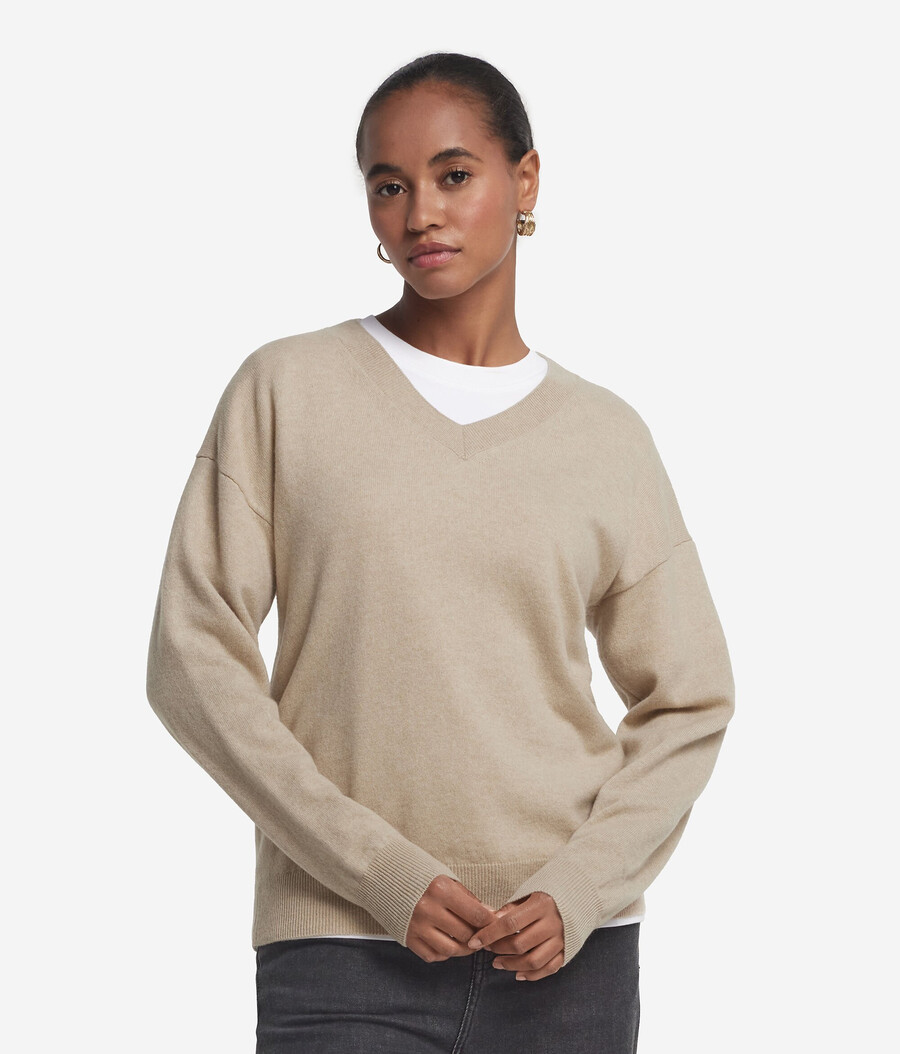 maglione con scollo a v in cashmere ultra morbido