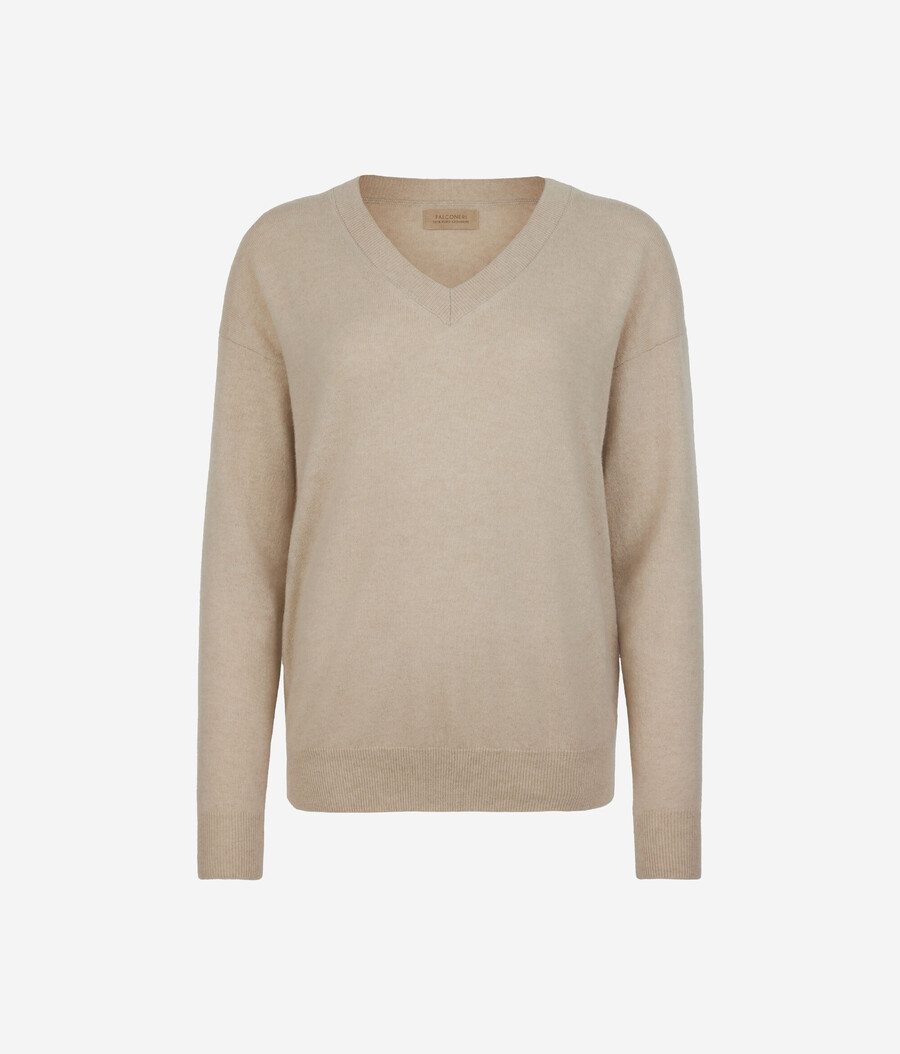 maglione con scollo a v in cashmere ultra morbido