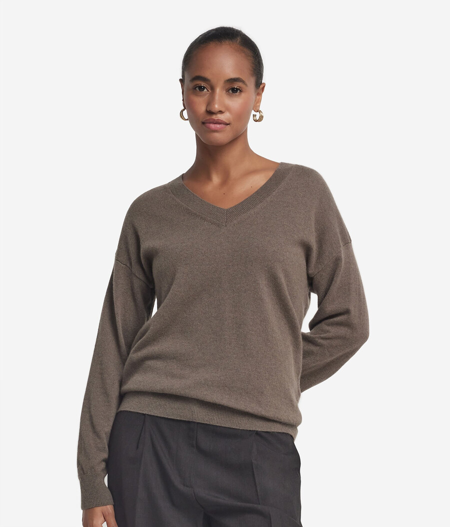 maglione con scollo a v in cashmere ultra morbido