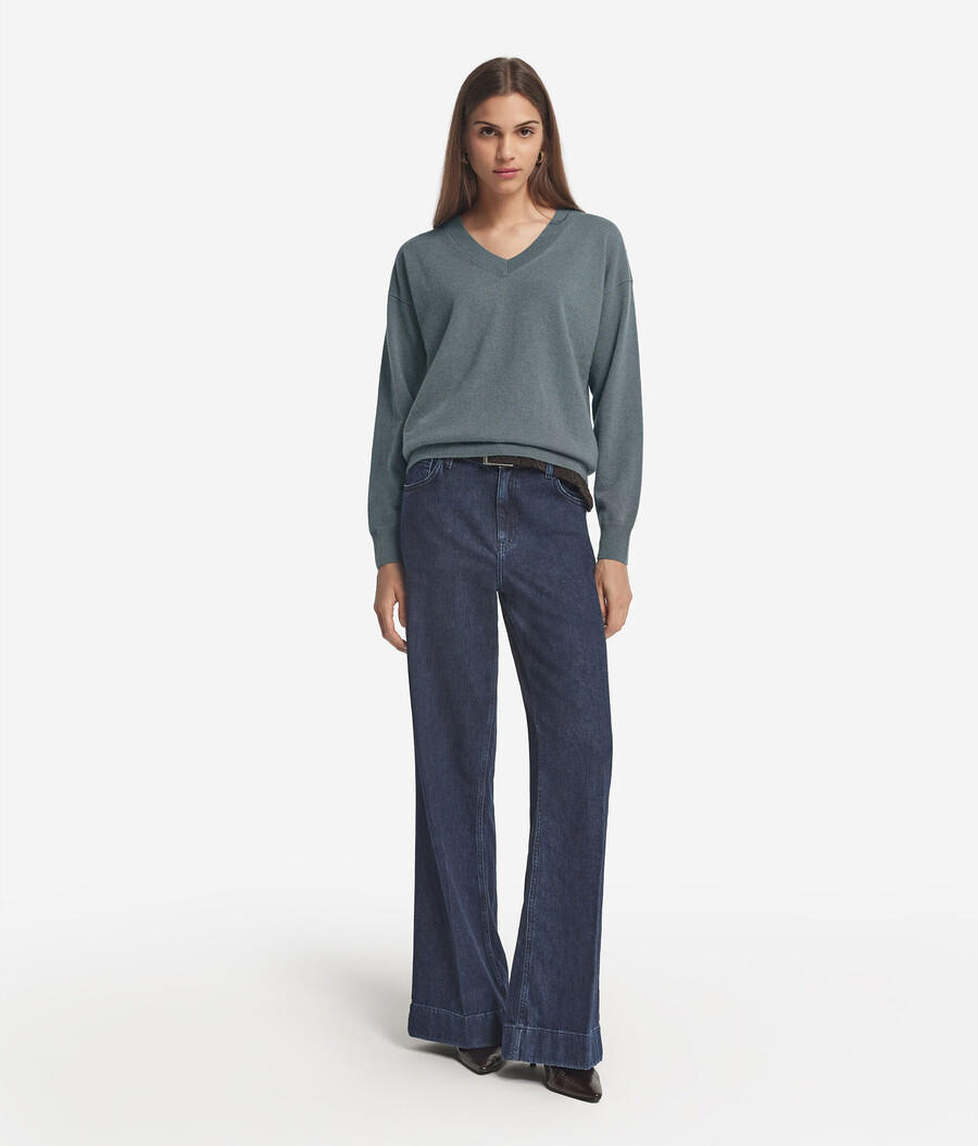 maglione con scollo a v in cashmere ultra morbido