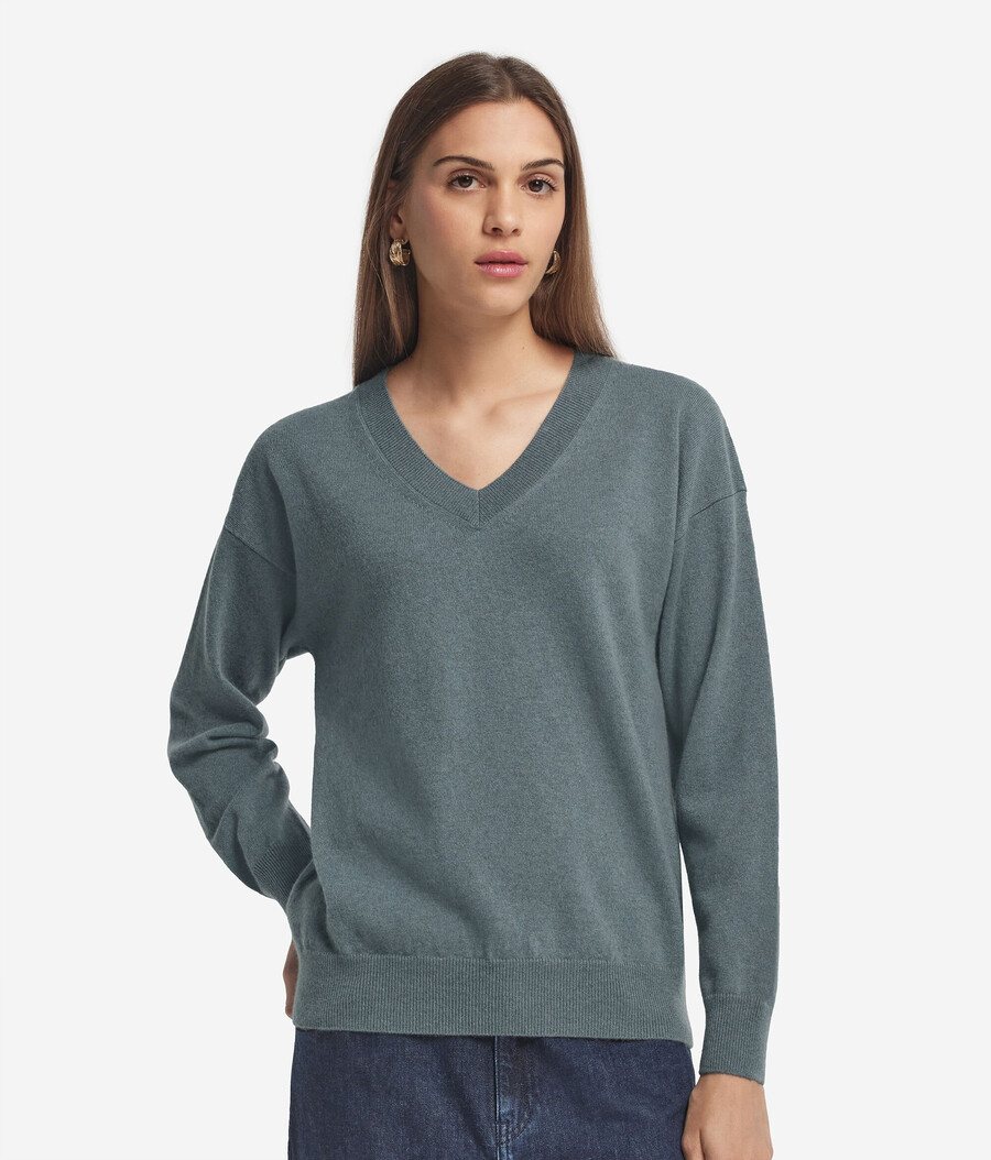 maglione con scollo a v in cashmere ultra morbido
