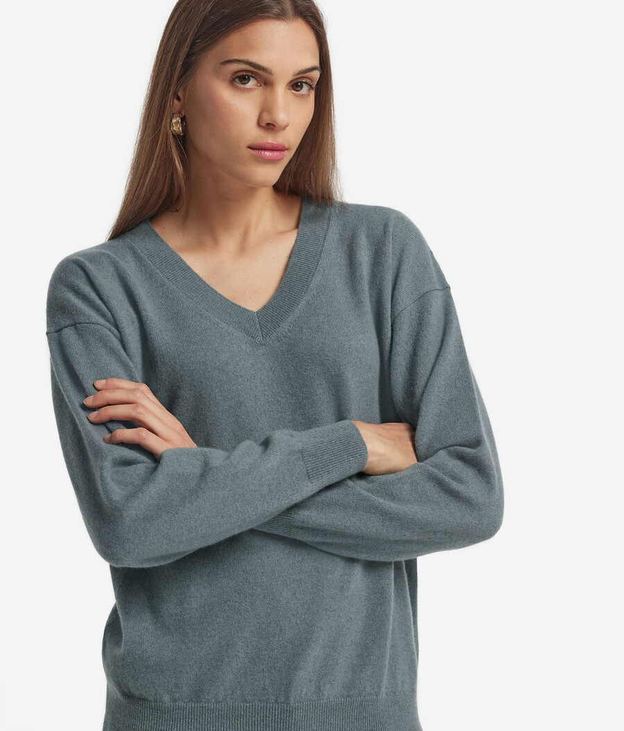 maglione con scollo a v in cashmere ultra morbido