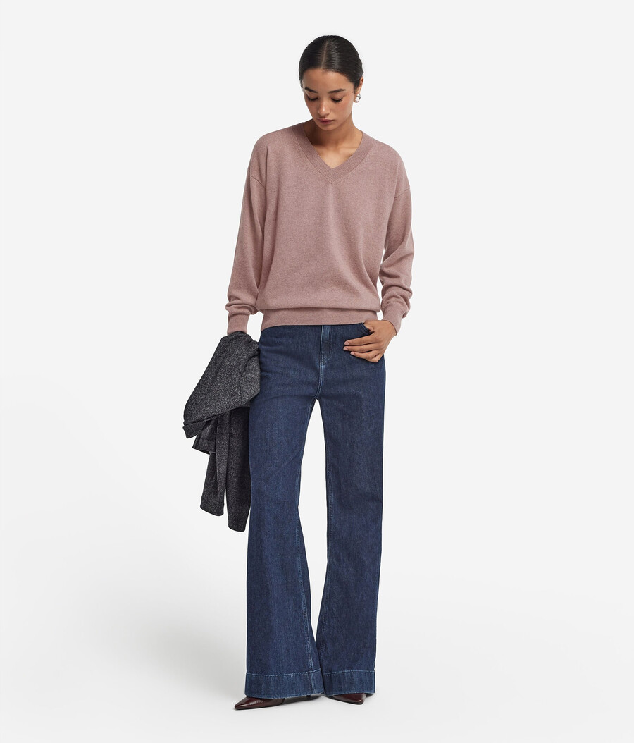 maglione con scollo a v in cashmere ultra morbido