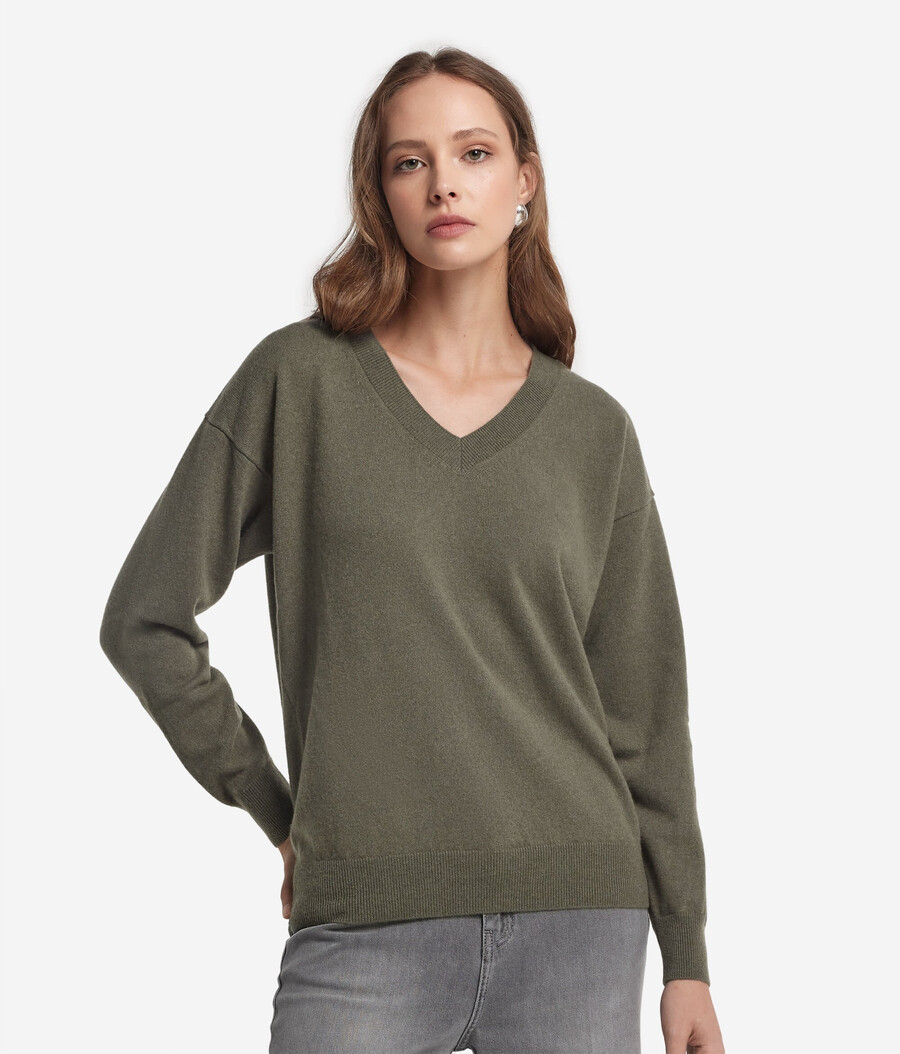 maglione con scollo a v in cashmere ultra morbido