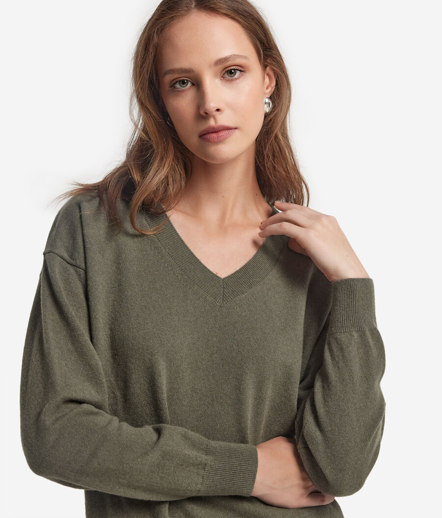 maglione con scollo a v in cashmere ultra morbido