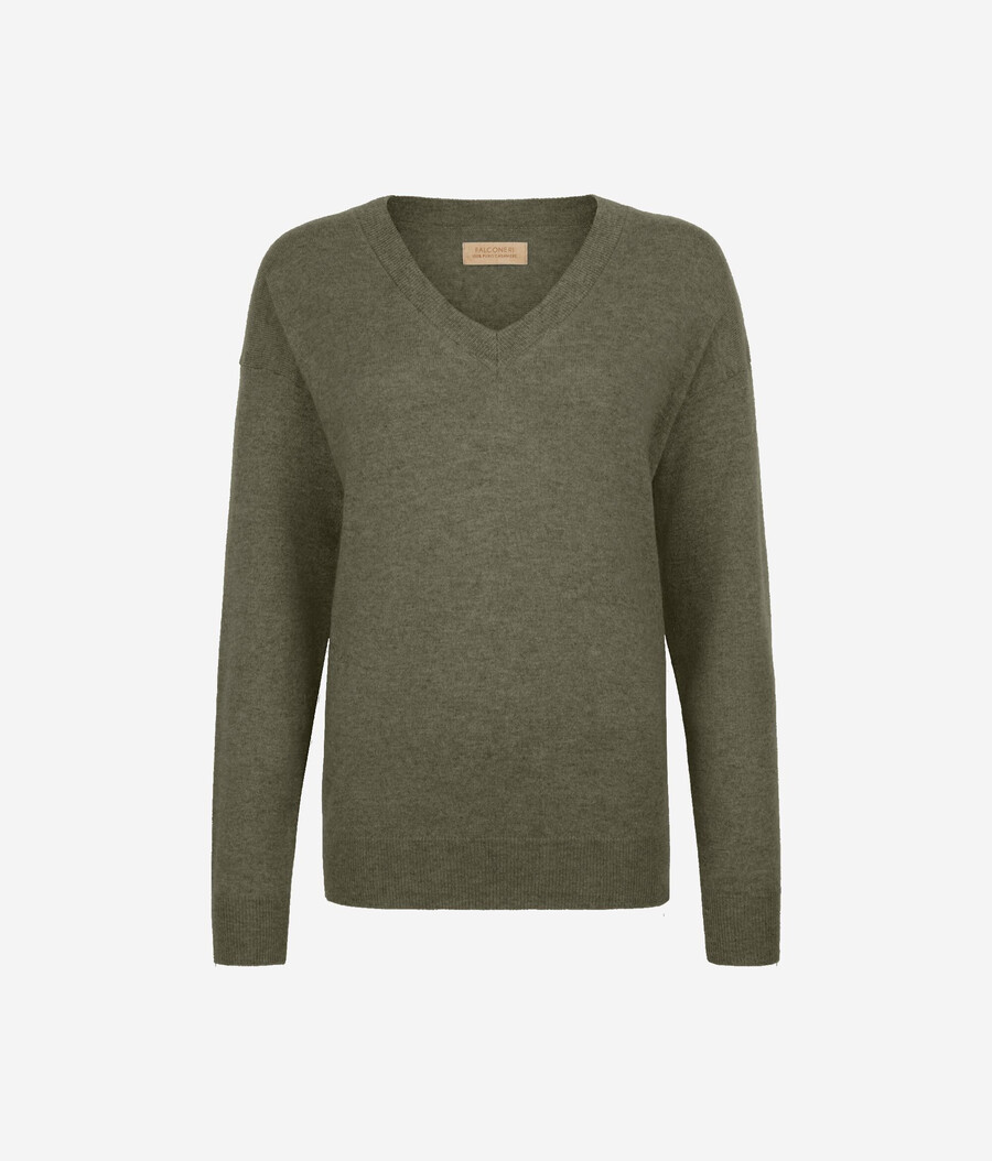 maglione con scollo a v in cashmere ultra morbido