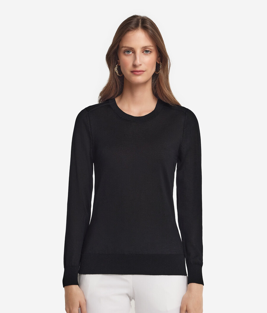 maglia girocollo in cashmere e seta
