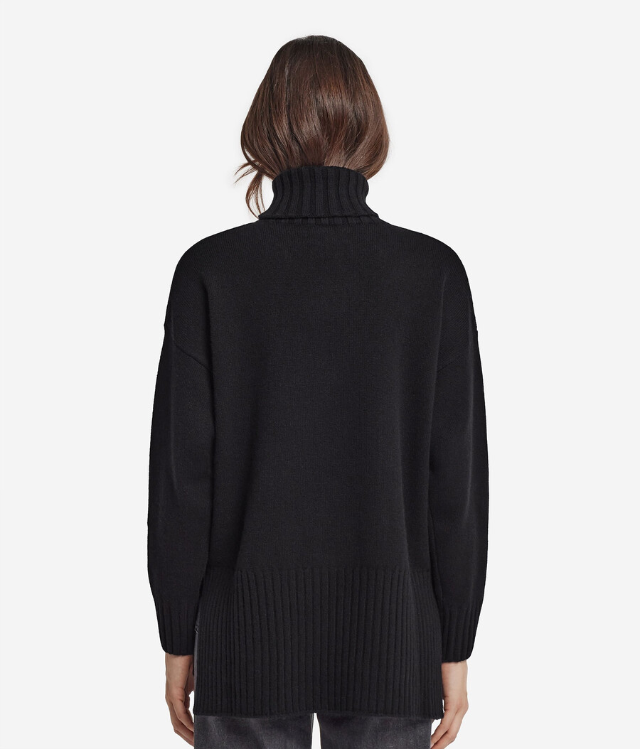 maglione lungo a collo alto in cashmere ultra morbido