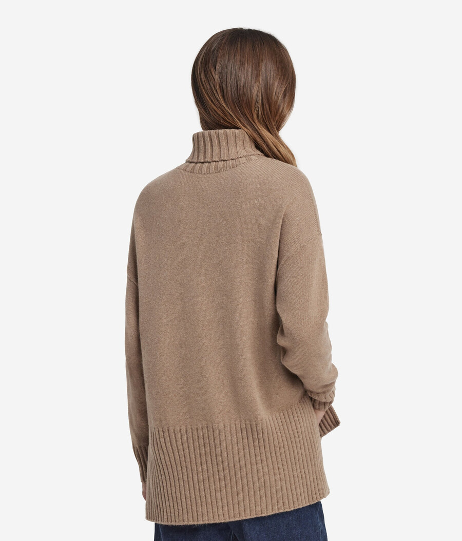 maglione lungo a collo alto in cashmere ultra morbido
