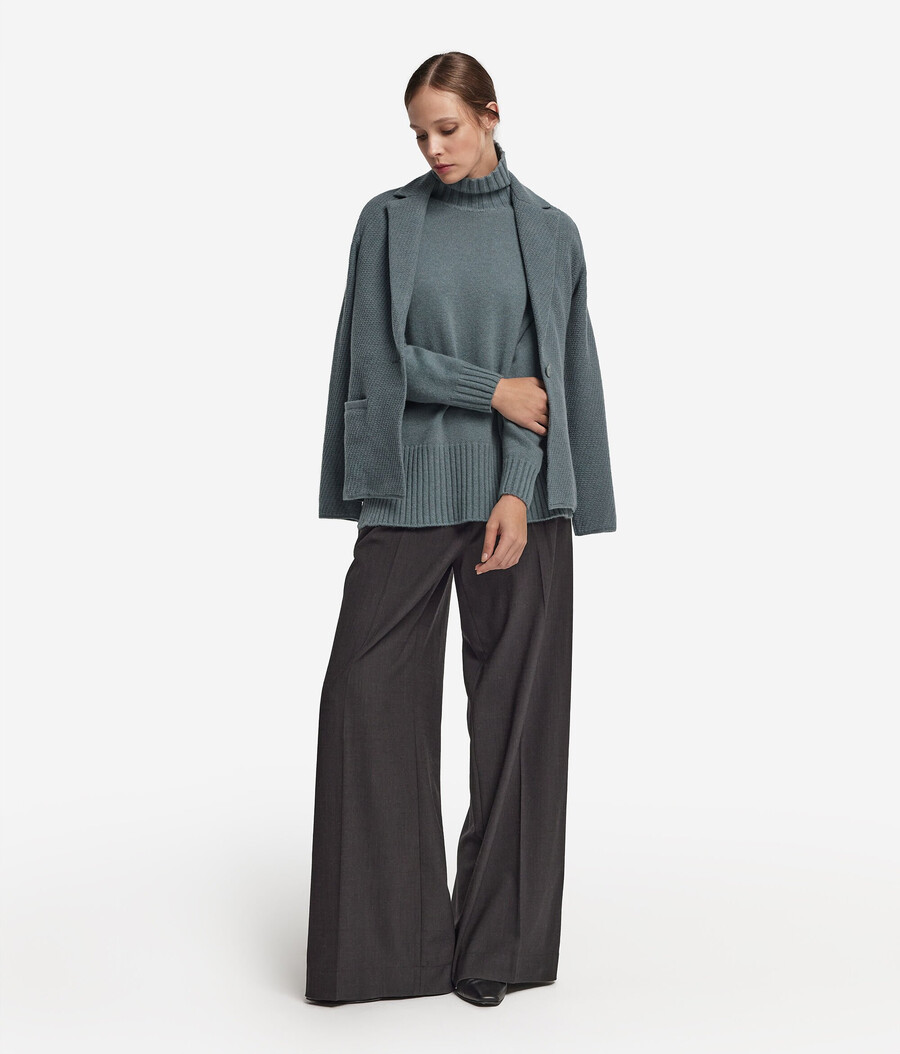 maglione lungo a collo alto in cashmere ultra morbido