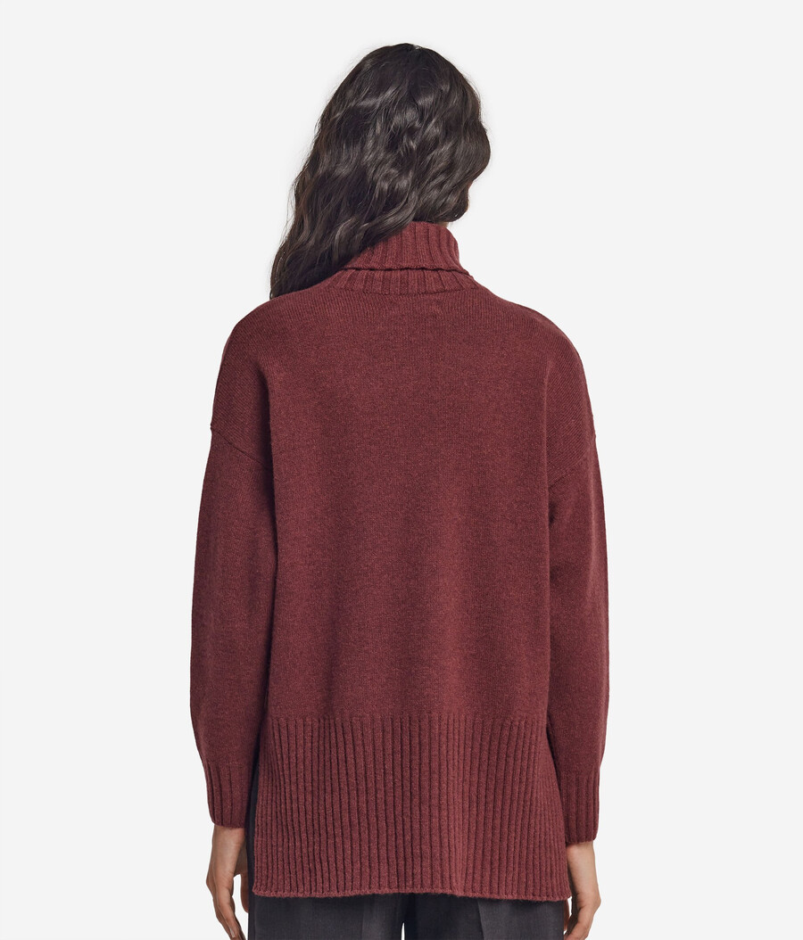 maglione lungo a collo alto in cashmere ultra morbido