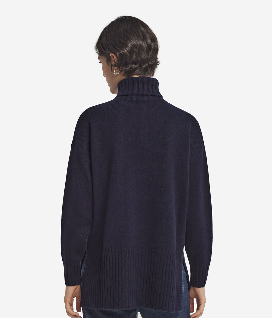 maglione lungo a collo alto in cashmere ultra morbido