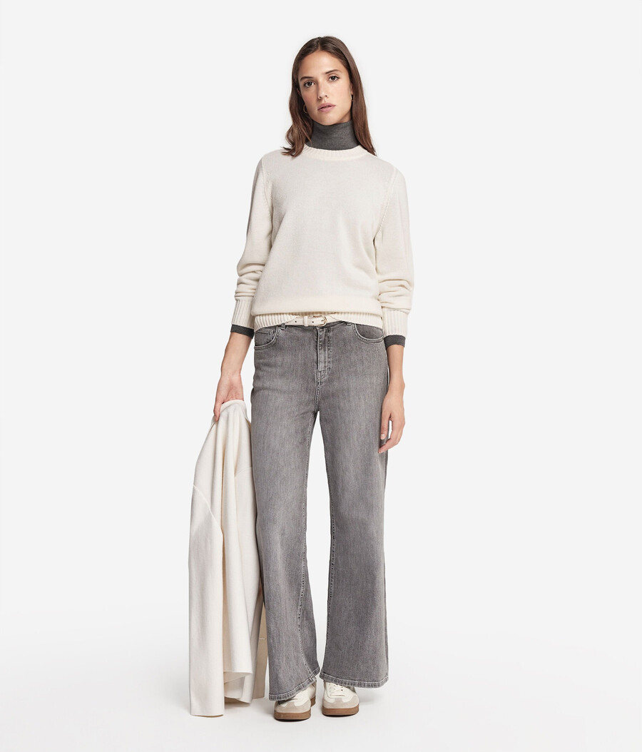 maglione girocollo in cashmere ultra morbido con maniche a giro