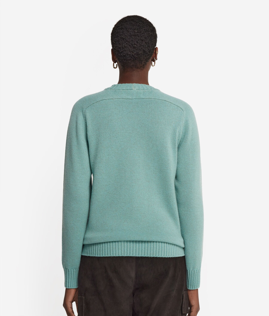 maglione girocollo in cashmere ultra morbido con maniche a giro