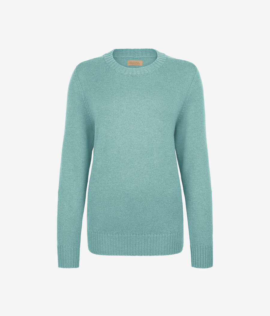 maglione girocollo in cashmere ultra morbido con maniche a giro
