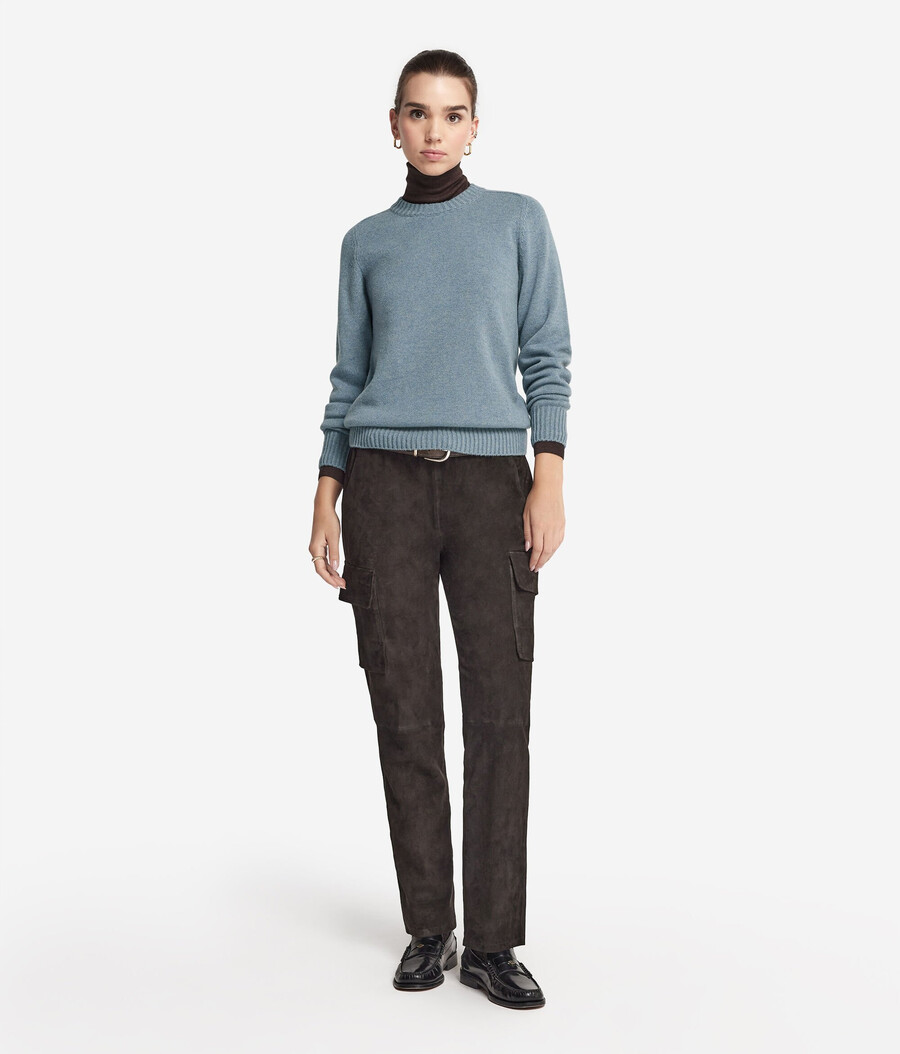 maglione girocollo in cashmere ultra morbido con maniche a giro