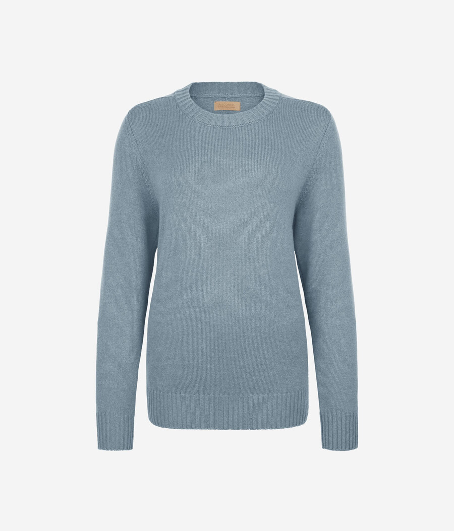maglione girocollo in cashmere ultra morbido con maniche a giro