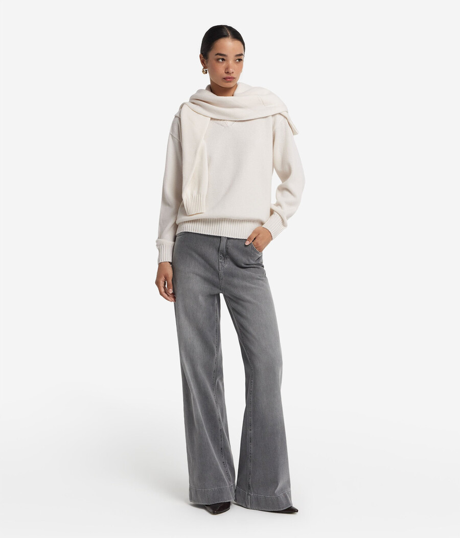 maglione con scollo a v in cashmere ultra morbido e maniche inserite