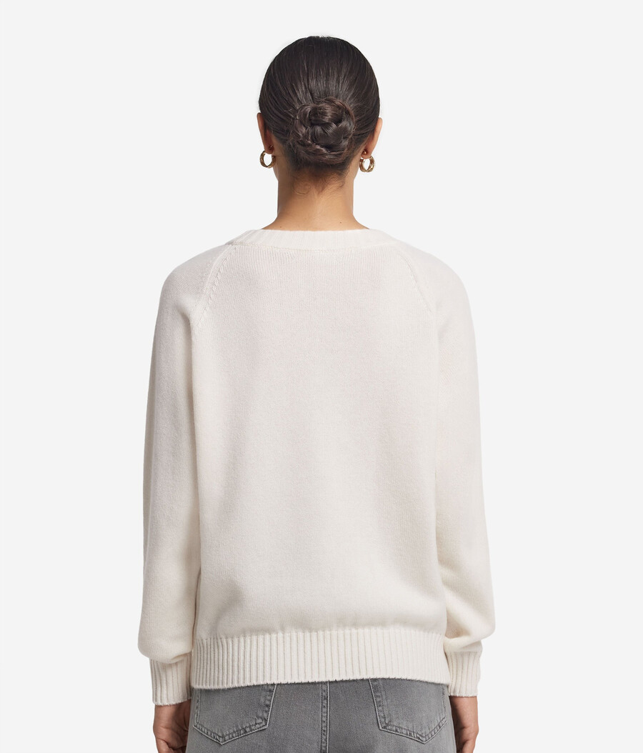 maglione con scollo a v in cashmere ultra morbido e maniche inserite