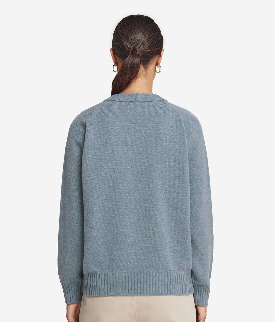 maglione con scollo a v in cashmere ultra morbido e maniche inserite