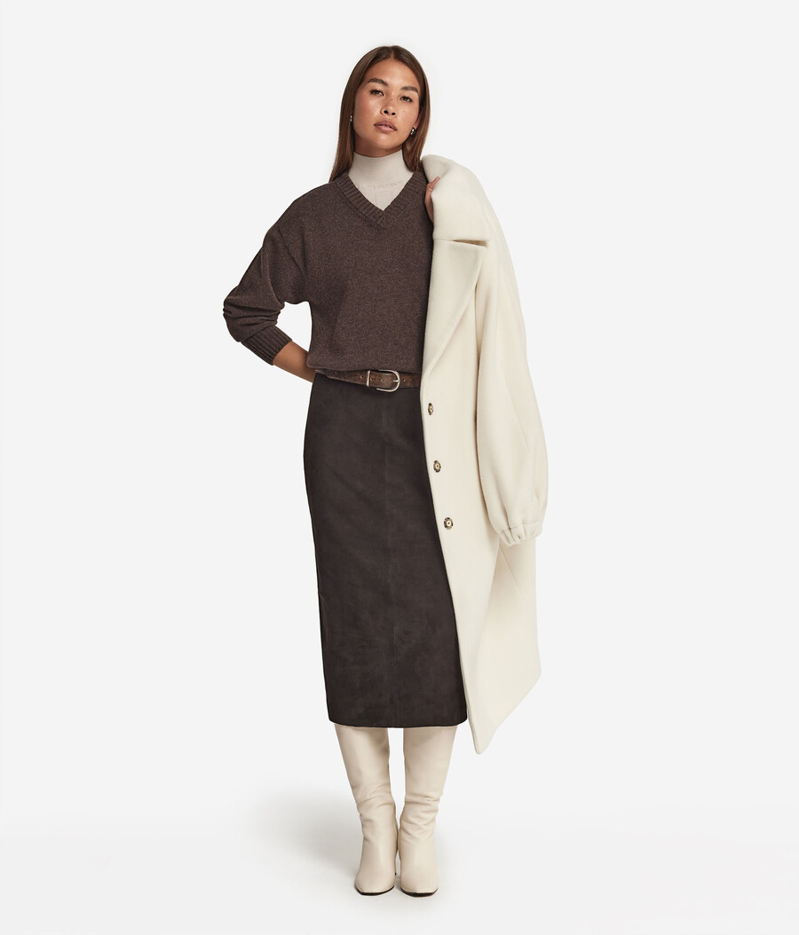 maglione con scollo a v in cashmere ultra morbido e maniche inserite