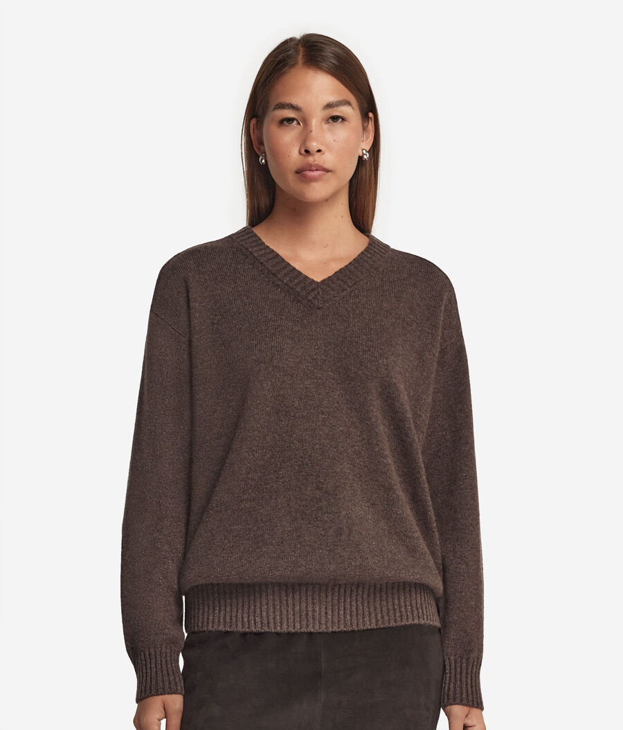 maglione con scollo a v in cashmere ultra morbido e maniche inserite
