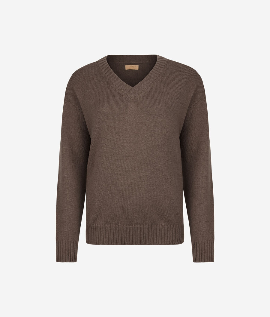 maglione con scollo a v in cashmere ultra morbido e maniche inserite