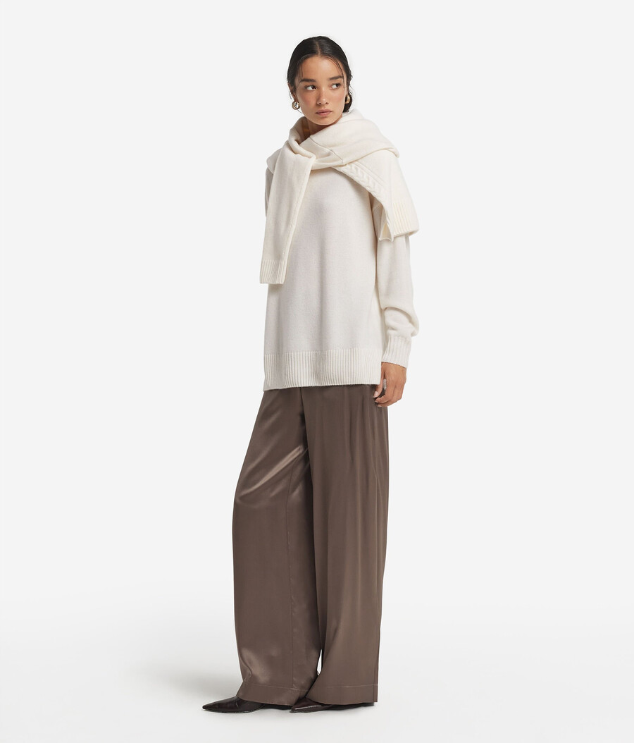 maglione girocollo in cashmere ultra morbido con spacchi