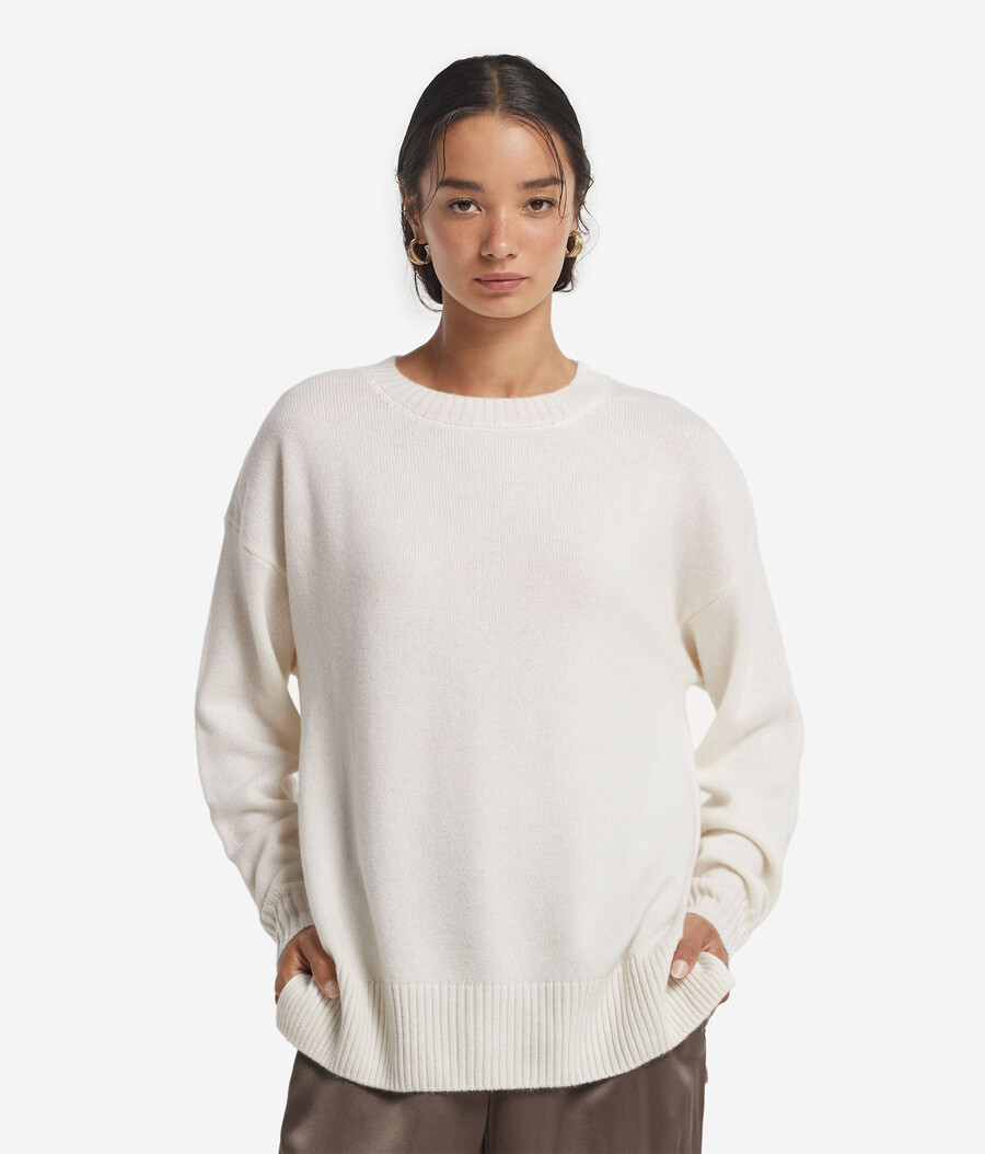 maglione girocollo in cashmere ultra morbido con spacchi