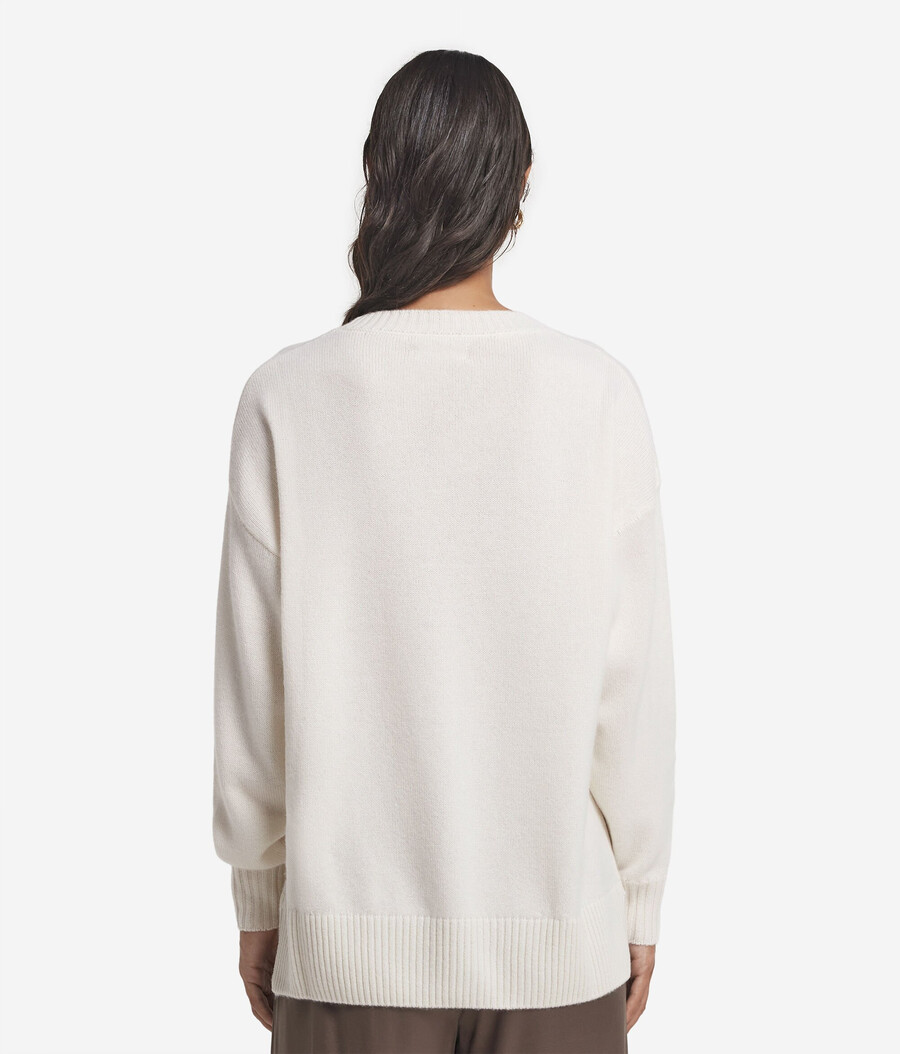 maglione girocollo in cashmere ultra morbido con spacchi