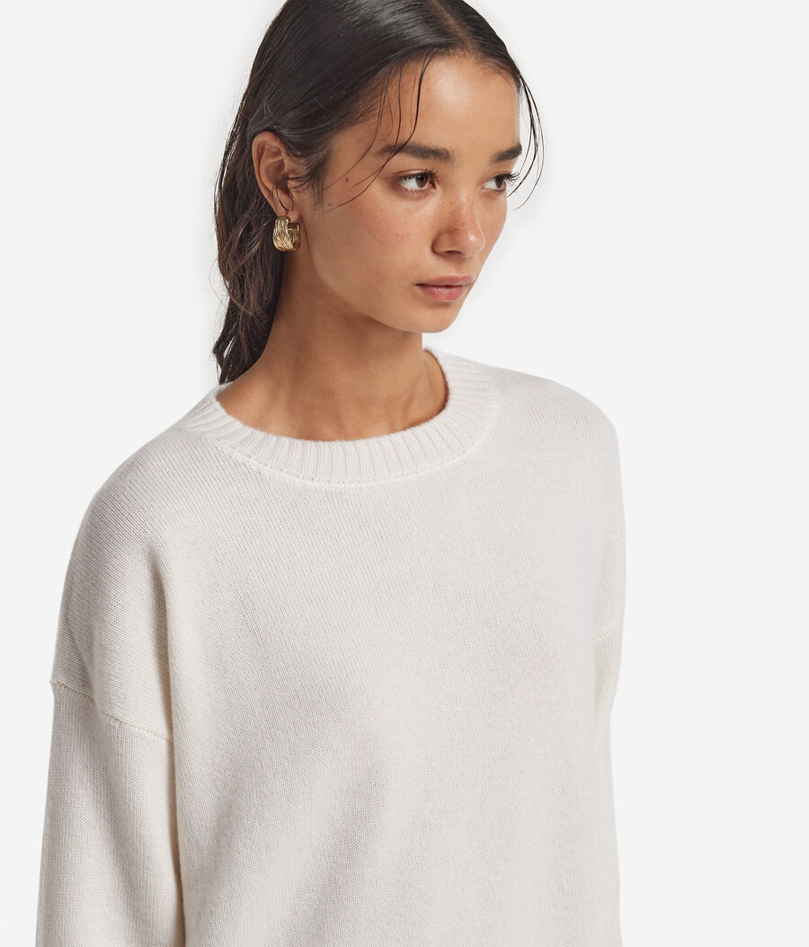 maglione girocollo in cashmere ultra morbido con spacchi