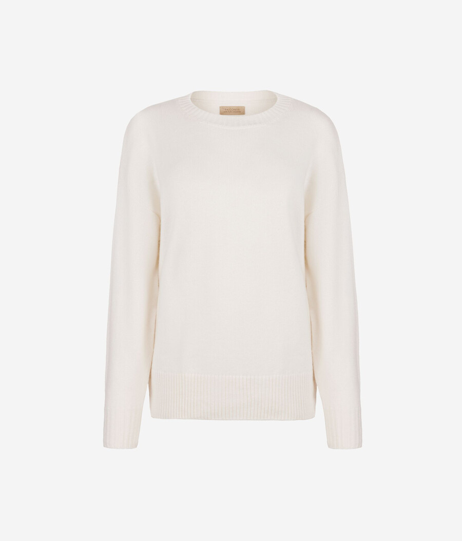maglione girocollo in cashmere ultra morbido con spacchi