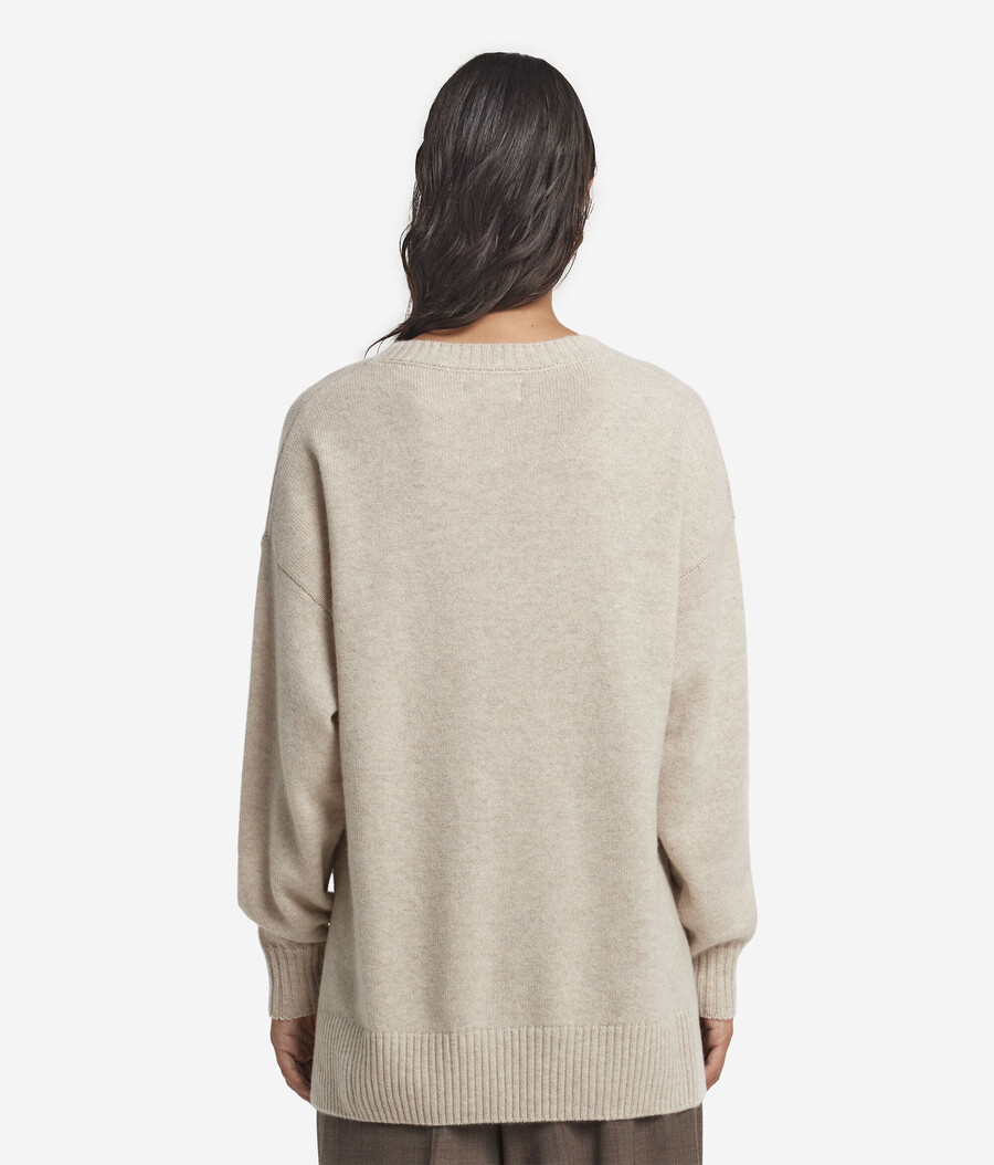 maglione girocollo in cashmere ultra morbido con spacchi