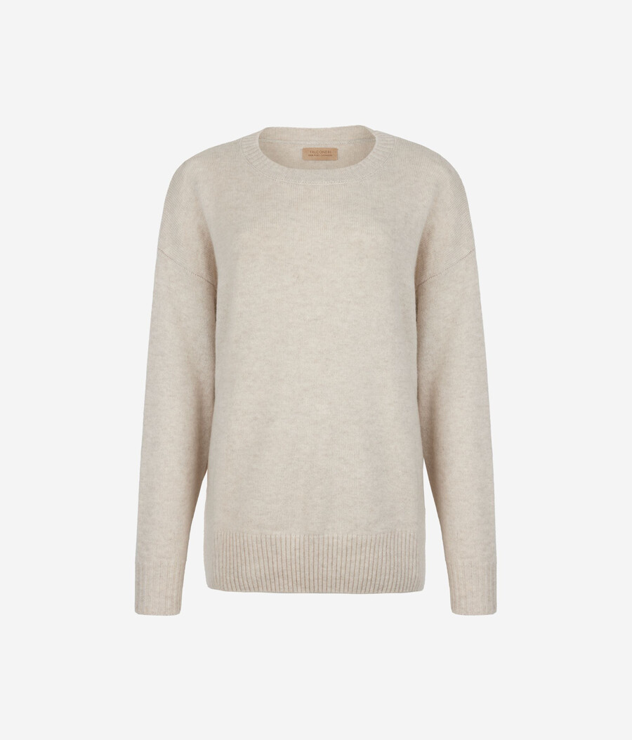 maglione girocollo in cashmere ultra morbido con spacchi