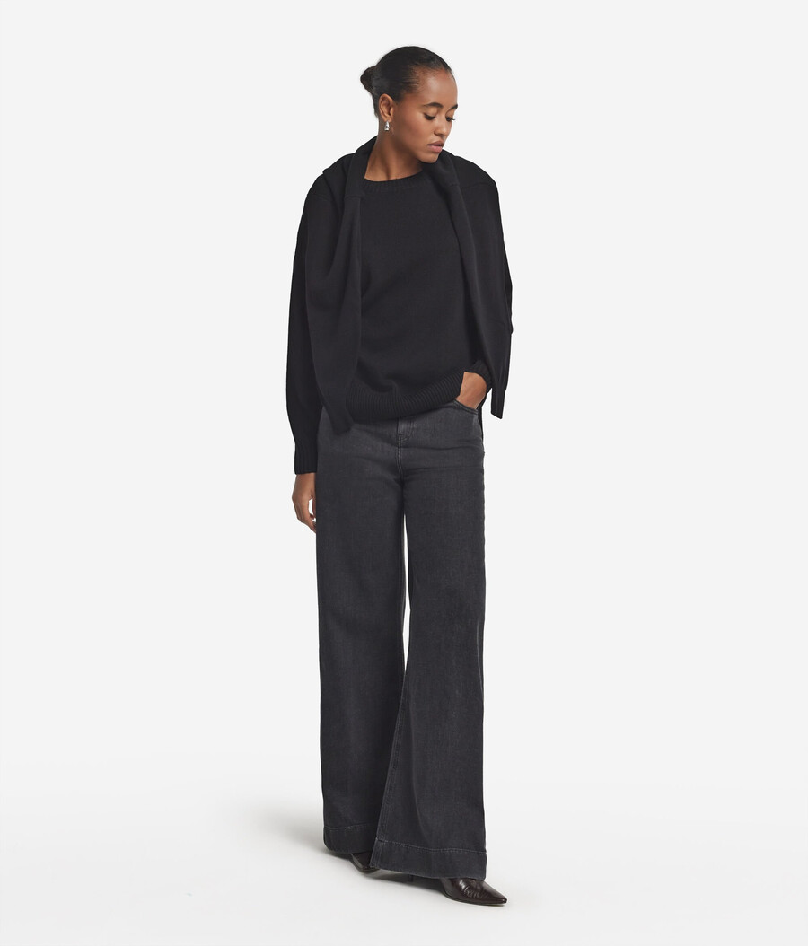 maglione girocollo in cashmere ultra morbido con spacchi