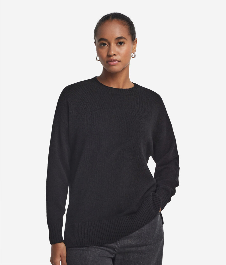 maglione girocollo in cashmere ultra morbido con spacchi