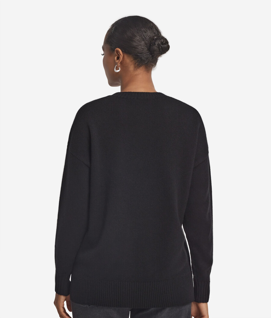 maglione girocollo in cashmere ultra morbido con spacchi