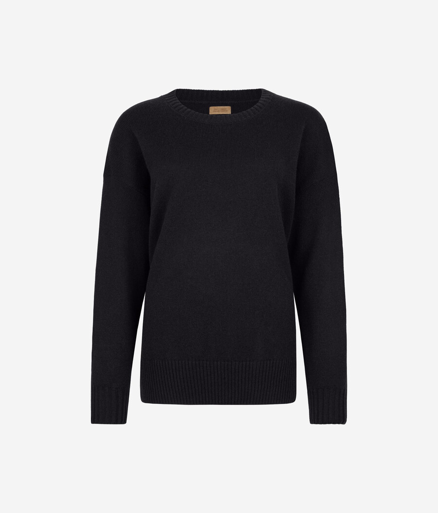 maglione girocollo in cashmere ultra morbido con spacchi