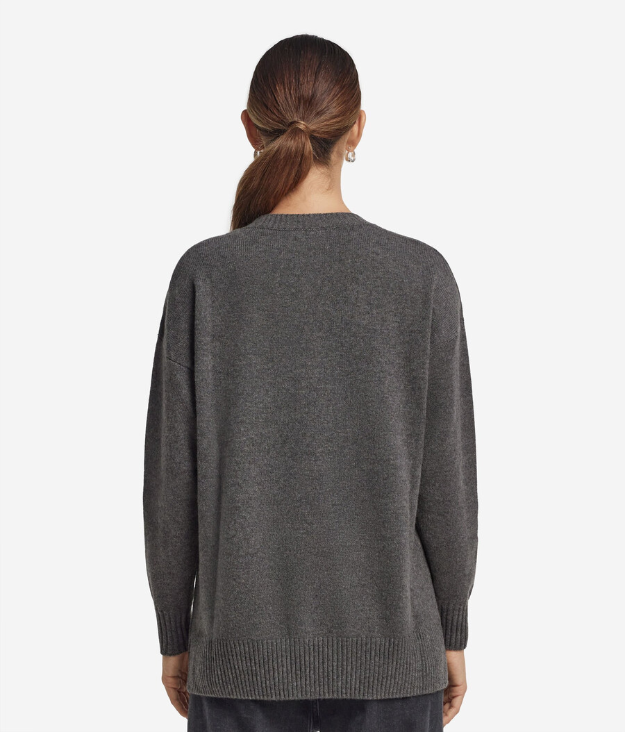 maglione girocollo in cashmere ultra morbido con spacchi