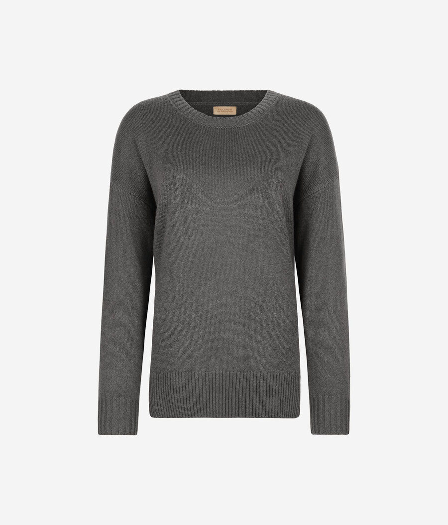maglione girocollo in cashmere ultra morbido con spacchi